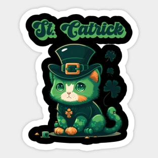 St Catrick Kitten Saint Patricks Day Lucky Cats Sticker